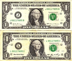 $1 2017 2006 Fancy Serial MATCHING LOW SERIALS J00117895B  L00117895C - Picture 1 of 1