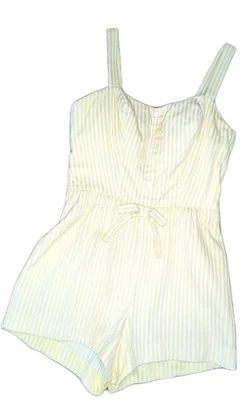 Vintage 1950s Playsuit Jumpsuit Yellow Striped By Rose Marie Reid Of California  - Image 1 of 4