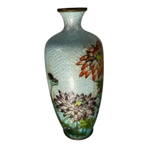 Jarrón floral antiguo japonés Ginbari Cloisonne de la era Meiji - Imagen 1 de 10