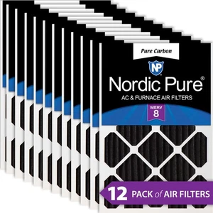 14x20x2 Pure Carbon Pleated Odor Reduction Merv 8 Furnace Filters 12 Pack - Picture 1 of 7