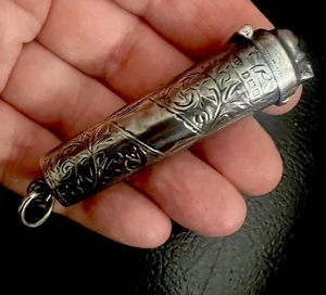 Antique Sterling Silver Birmingham Skull Cheroot Holder , B’ham 1911 - Foto 1 di 7