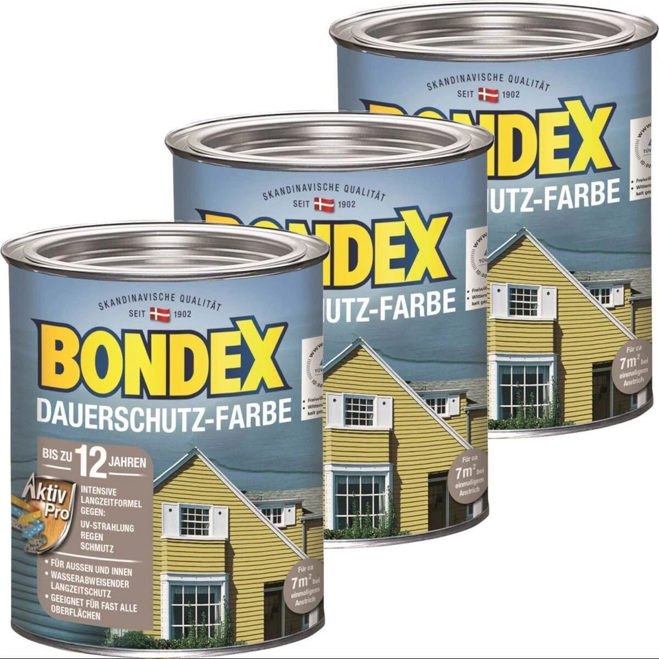 Wetterschuzfarbe Deckfarbe Holzfarbe Holzdeckfarbe 3x0,75l 19 Farben hochdeckend - Bild 1 von 1