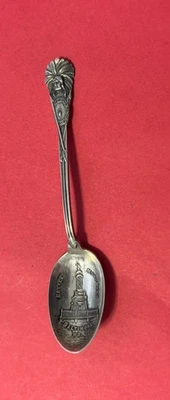 Indian Chief  Battle Monument Baltimore Sterling Silver 4g 3.25” Souvenir Spoon - Image 1 of 4