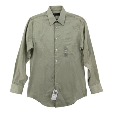 Camisa masculina Geoffrey Beene 14.5 32/33 verde ajustada sem rugas vestido clássico nova com etiquetas - Imagem 1 de 4