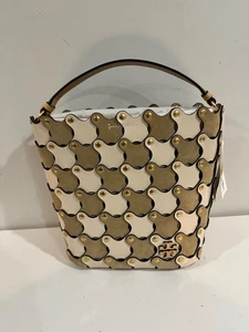 Auténtico bolso cubo Tory Burch McGraw troquelado mezcla cuero asa superior pequeño nuevo con etiquetas $585 - Imagen 1 de 3