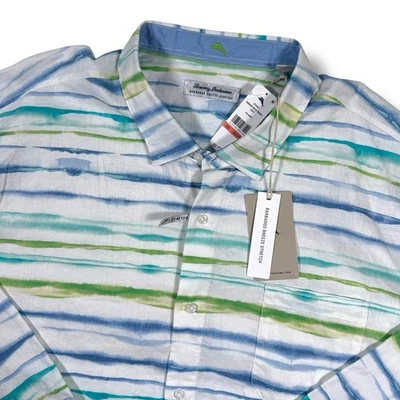 New Tommy Bahama Shirt Barbados Breeze Reverly Stripe Linen Long Sleeve 3XLT - Image 1 of 4