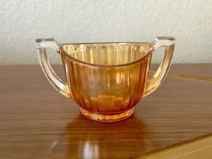 Vintage Imperial Carnival Glass Open Sugar Bowl Handles Lustre Clear Marigold - Picture 1 of 9