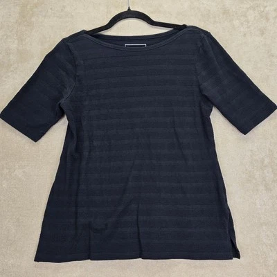 Camisa negra Charter Club para mujer mediana texturizada ajustada de algodón Pima manga corta  Foto 1 de 4