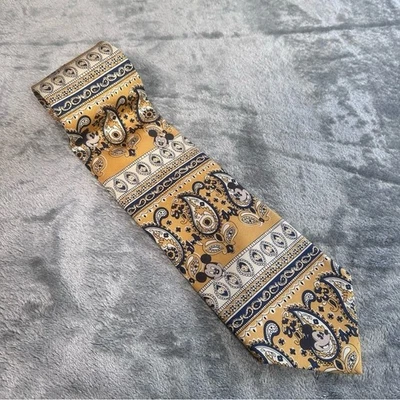 Corbata vintage con estampado de cachemira amarilla de Mickey Mouse originales de Disney para hombre Foto 1 de 4