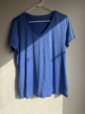 Camiseta feminina BCG clássica azul manga curta gola V tamanho XL  - Imagem 1 de 4