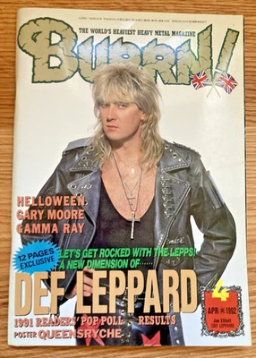 BURRN! Apr 92 – DEF LEPPARD,HELLOWEEN, GAMMA RAY , PINK CREAM 69,  KING DIAMOND - Image 1 of 4