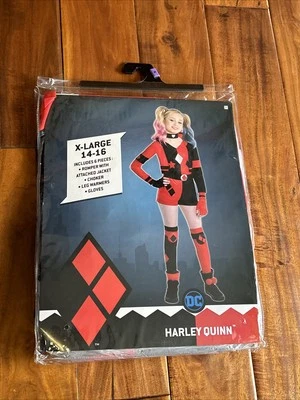 Harley Quinn Costume Cosplay Dress Up DC Girls Size XL 14-16 Halloween Comic - Image 1 of 4