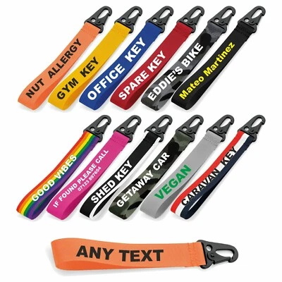Personalised Key Ring / Key Chain / Running Strap Printed with message FUSHCIA - image 1 of 4