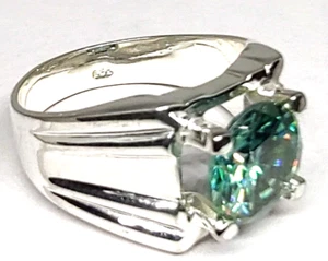 5.00 Ct Blue Diamond Ring 925 Lab Created Silver Huge Men's Special Certified - Picture 1 of 4