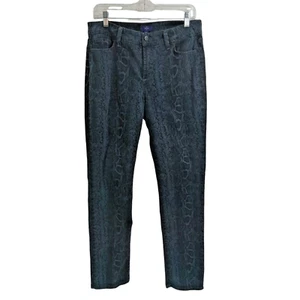 NOT YOUR FILD'S JEANS NYDJ taglia 10 skinny nero stampa pelle di serpente lift tuck - Foto 1 di 10