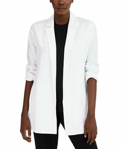 Eileen Fisher Tencel & Org Linen Slub Notch Collar Blazer White LARGE NWT - Picture 1 of 5