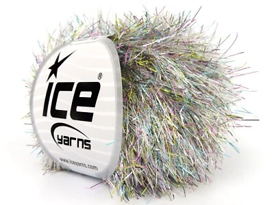 Light Grey Rainbow Eyelash Dazzle 50gr 82937 Ice Yarns Metallic Sparkle 60yds - Image 1 of 3