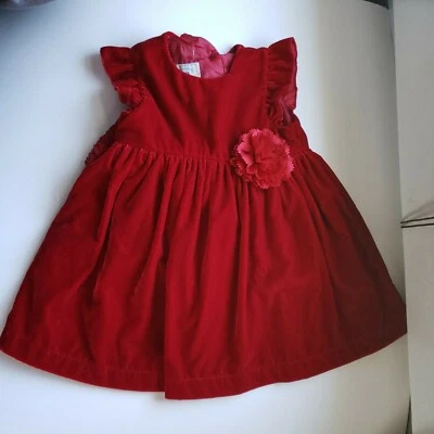 Vestido Formal Clásico Terciopelo Rojo Infantil Niña Marmeliata Vacaciones Talla 18 Meses Foto 1 de 2