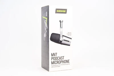 Shure MV7 Silver Podcast Microphone USB and XLR Output NEW IN BOX V25 - Image 1 of 4