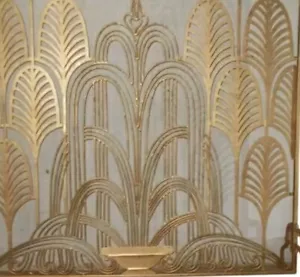 Art Deco Design Gold Iron Single Fireplace Screen - Picture 1 of 3