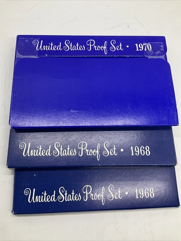 Lot of 3 1968, 1970 S Proof Set  40% Silver US Mint 5 Coins Each Cover