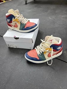 Air Jordan 1 Mid SE Multi Color DN3738-400 French Blue Magic Ember Womens Sz 8.5 - Picture 1 of 14