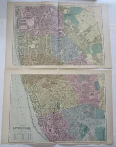 Liverpool England United Kingdom 1895 Bacon two sheet detailed city plan - Picture 1 of 8