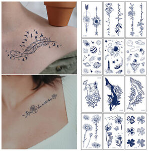 Herbal Juice Semi Permanent Waterproof Body Arm Chest Tattoo Stickers Flower ↕