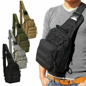 Men Tactical Sling Chest Pack Backpack Molle Shoulder Bag Outdoor Hiking Travel - Picture 1 of 28