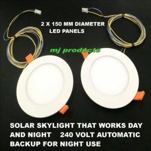 SOLAR SKYLIGHT 2 x 150 mm led panels day and night use 15 W (ROUND) 240v backup - Picture 1 of 4