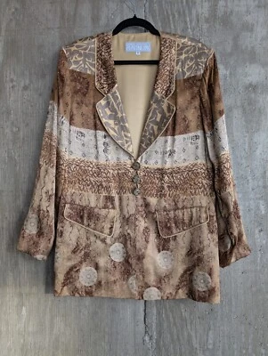 Vintage Platinum by Dorothy Schoelen Metallic Silver and Bronze Blazer -Large - Imagem 1 de 4