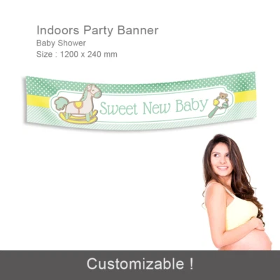 Banner de festa personalizado unissex revelação chá de bebê tecido gênero neutro - Imagem 1 de 2