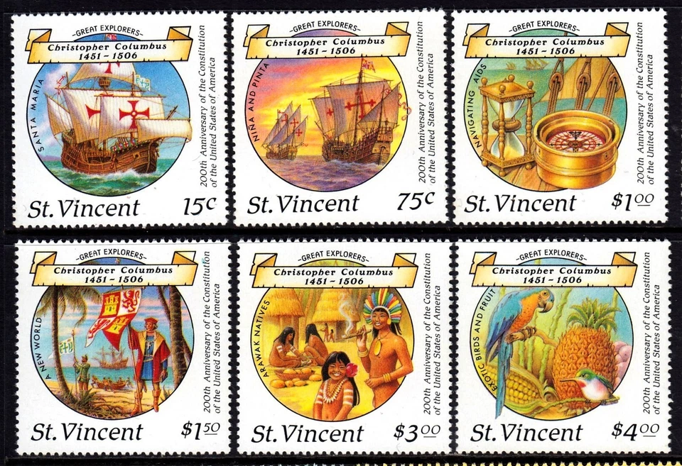 St. Vincent 1988 Columbus - US Bicentennial Complete Mint MNH Set SC 1087-1092 - Image 1 of 1