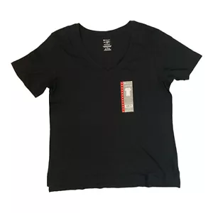 Member's Mark Tee Shirt Women's Black Soot Sz XXL Super Soft Short Sleeve V-Neck - Picture 1 of 2