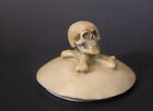 Rare Ernst Bohne Miniature Porcelain Skull Teapot Lid, Mint