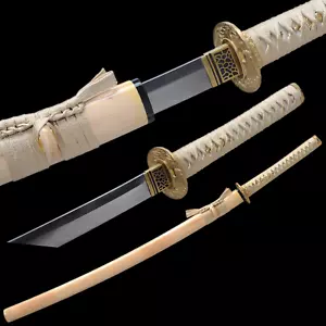 Damast gefalteter Stahl japanischer Samurai Katana kampfbereit voller Tang - Bild 1 von 12