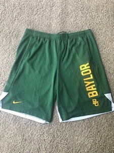 NIKE DRI-FIT BAYLOR Team Issued SHORTS MENS Large Green White Yellow - Picture 1 of 9