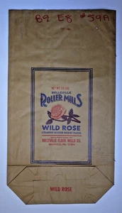 XX L Vintage Paper Sack Bag, WILD ROSE FLOUR, BELLEVILLE FLOUR MILL, PA 1987 - Picture 1 of 1