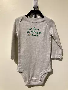 NWT Carter's Child of Mine St. Patrick's Day Outfit 6/9M Gray and Green Shamrock - Picture 1 of 2