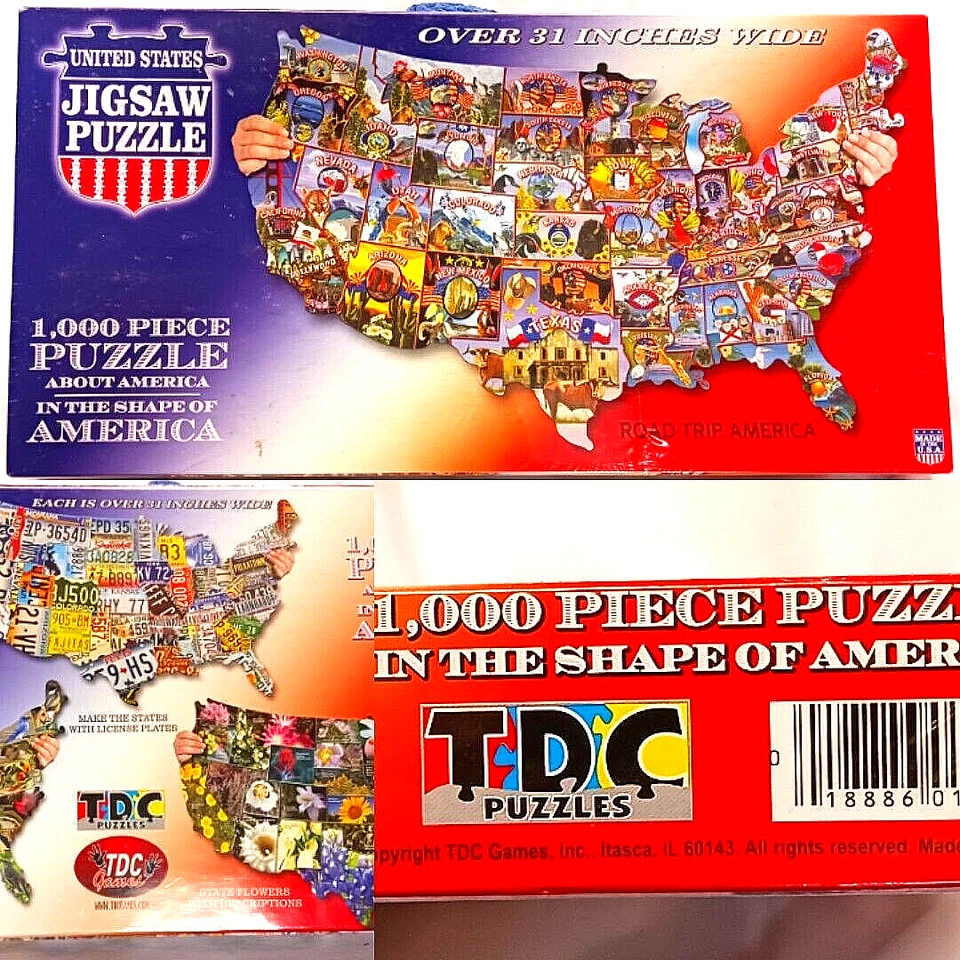 TDC Games USA Shaped Puzzle Roadtrip America Puzzle. Included