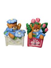 New ListingEnesco Lucy & Me Lucy Rigg Bears In Planter Boxes /Roses Signed 1994 Lot Of 2