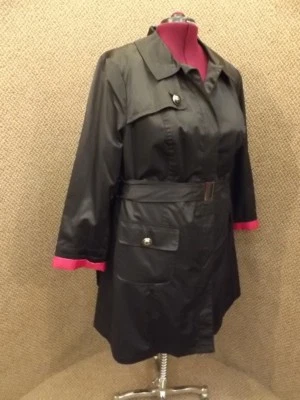 NEW Style & Co Womens Plus Sz 22W Black & Fuschia Classy Belted Spring Jacket - Image 1 of 4