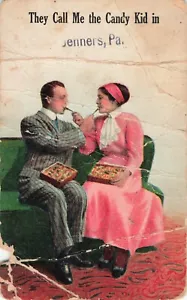 Vintage Postcard - 1914 / 1 cent stamp / COUPLE - PENNSYLVANIA - CREASED - Picture 1 of 2