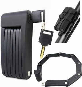 Folding bike lock, 2.3ft anti-theft chain w/keys & bracket - Picture 1 of 6