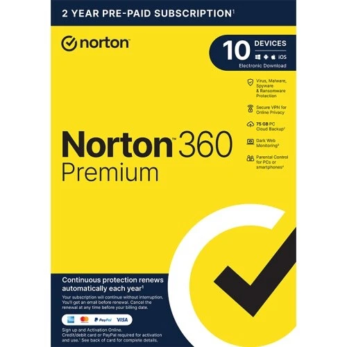 Norton 360 Premium inkl. 75 GB, 10 Geräte - 2 Jahre, Blitzversand - Bild 1 von 1