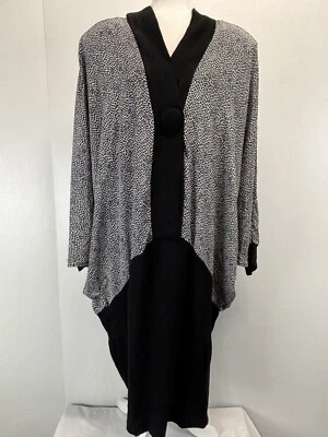 Vtg Ricky Smithline Batwing Dress Sz 24W Plus Knit Stretch Skirt Oversized Top - Image 1 of 4