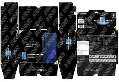 Playstation 2 MIDNIGHT BLUE SET BOX - Printable Box REPRO - DIY - Image 1 of 4