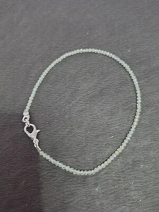 Verde Peridoto Gema 2MM Cuentas Redondas 925 Plata Fina 7" Cuerda Pulsera - Imagen 1 de 6