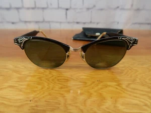 Art Craft Vintage Harlequin Cat Eye 12k G.F Eyeglasses Frame Jeweled - Picture 1 of 12