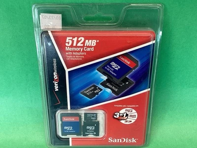 Vintage SANDISK 512mb MicroSD + MiniSD + SD Adapters - NEW OLD STOCK - Image 1 of 3